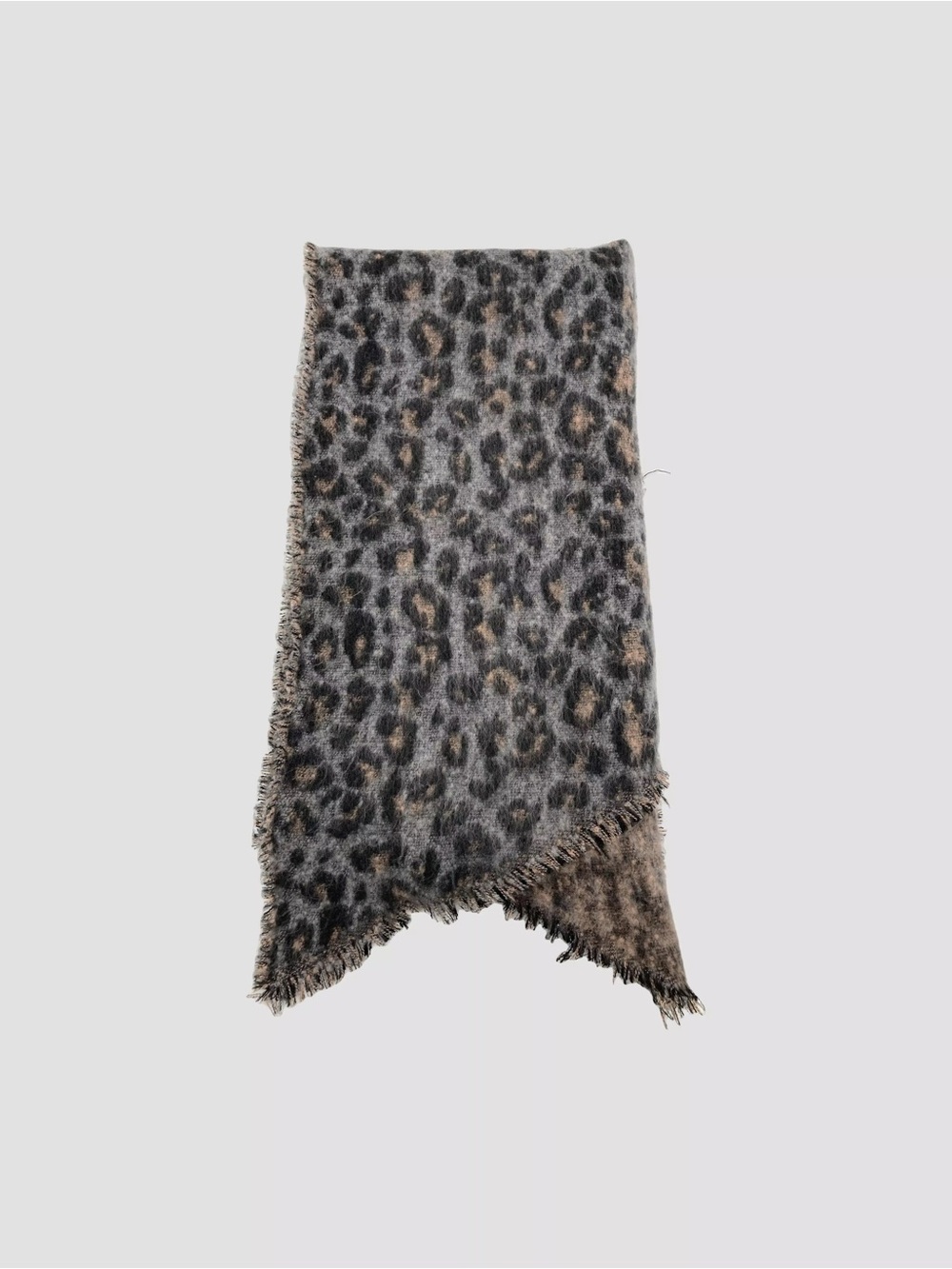 American Eagle Gray Leopard Print Knit Scarf